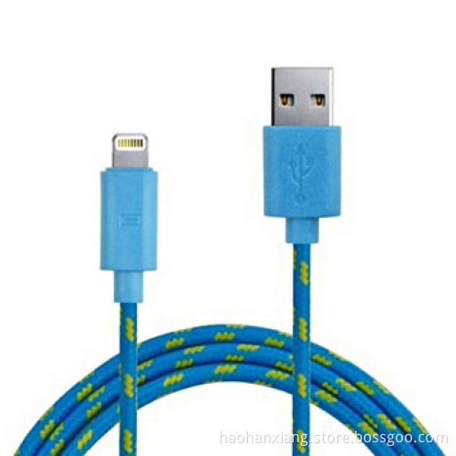 Fashionable Fabric Braided Data Cable for iPhone 5/5s/5c